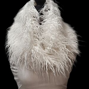 Elegant Ivory Off-white Faux Mongolian Lamb Fur Women's Scarf